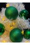 10 cm Green Christmas Tree Ornament Set of 6 Shiny & Glittery Shatterproof Christmas Balls |   Eng-147 | - 2