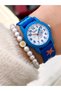 10 Atm, 2 Years Warranty, Blue Silicone Cord Girl's Wristwatch Suitable for Pool and Sea Use - 5