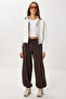 Hooded Zippered Ribbed Knitted Sweatshirt Lpx0004 Ekru - 2