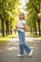 Blue Girl's Straight Cotton Denim Trousers - 3