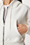 Hooded Zippered Ribbed Knitted Sweatshirt Lpx0004 Ekru - 4