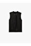 Tie-Up Detailed Vertical Ruffle Collar Sleeveless Shirt - 3