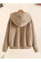 Full-Zip Jacket, Slanted Pocket Plush Hoodie, Casual Long Sleeve Hoodies - 2