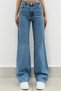 Fashion Nova Gold Lycra Loose Women's Medium Snow Blue Super High Waist Loose Leg Denim Jeans