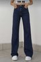 Camelia Dark Blue Loose Stretch Fabric Women's Super High Waist Loose Leg Denim Jeans Palazzo Pants - 2