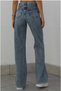 Loa Lycra Loose Women's Blue Snow Wash Super High Waist Loose Leg Denim Jeans - 4