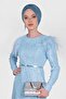 Lace Dress with Feather Shoulder 4464