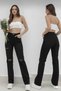 Vera Women Ikon Black Ripped Stretch Fabric Super High Waist Loose Jean Pants. (Super High.) Wide Leg . - 2