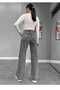 Lika Women's Smoked Snow Stretch Fabric Super High Waist Loose Leg Palazzo Jeans - 5