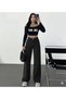 Venus 90's Stretch Fabric Women's Black Super High Waist Wide Leg Palazzo Denim Jeans - 3