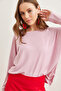 Women's Dusty Rose Crew Neck Bat Flowy Viscose Blouse Blz- 19002588 - 4