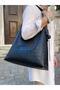 Serrated Faux Leather Buckle Detailed Tan Large Size Women's Shopper Shoulder Bag - 6