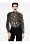 Long Sleeve Mock Neck Leopard Print Blouse - 3
