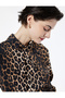 Long Sleeve Mock Neck Leopard Print Blouse - 2