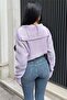 Lilac Zippered Knit Sweater/Cardigan with Zipper Closure and Finger Loops - 5