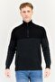 Men High Neck Two Tone Sweater, Multicolor