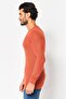 Men Crew Neck Long Knitted Sweater, Orange - 3