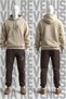 King / Crown Printed Hooded Sweatshirt and Sweatpants Unisex Cotton Sports Set