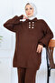Button Detailed Knitwear Set N7064 Brown - 2