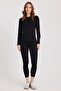 Women's Slim Fit Slim Fit Crew Neck Black Thermal Bottom Top Set - 5