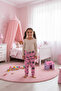 Girls' Fleece Pajama Bottoms with Letter Pattern and Elastic Waist