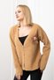 Women's Winter Camel Flora Rose Detailed Beard Wool Cardigan Stylish Daily Comfortable 25301