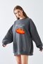 Women's Oversized Sweat Dress Bakery Bun Printed Smoked Melange – Crew Neck, 3 Thread Fleece - 2