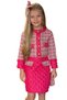 Girl's Quilted and Gold Striped Detail Chanel Fuchsia Skirt Suit - 5