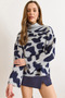 Women's Gray Mock Neck Thick Fleece-Lined Knitwear Sweater Kzk-19001076
