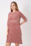 Milk Coffee Zippered Cotton Towel Three Quarter Sleeve Pocket Women's Dress - 3