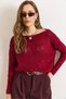 Women's Burgundy Geometric Openwork Detailed Knitwear Sweater Kzk-19001044