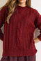 Women's Burgundy Hair Braid Detailed Soft Textured Knitwear Sweater Kzk-19001074 - 5