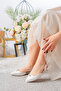 ESLEM Elegant Lace Embroidered Bridal Ballet Flats - Pearl Detail, Flat Heel - 2