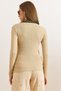 Women's Beige Khaki Color Block Polo Neck Cotton Stretchy Blouse Blz-19003104 - 2