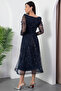 Square Neck Long Sleeve Beaded Tulle Dress 41112 - 7