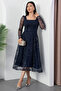 Square Neck Long Sleeve Beaded Tulle Dress 41112 - 5