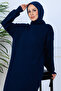 Corded Fabric Knitwear Dress N7080 Navy Blue - 3