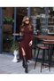 Women's Long Sleeve Turtleneck Deep Slit Detail Crepe Dress - 3