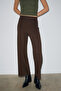 Freda Women's Thick Interlock Fabric with Stretch and Flexibility, Flare Leg, Ribbed Front, Elastic Waist, Dark Brown - 4