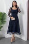 Square Neck Long Sleeve Beaded Tulle Dress 41112 - 4