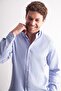 قميص أبيض-أزرق بأزرار وياقة مربعة ونمط مربعات وأكمام طويلة، قميص فاخر بقصة ضيقة مصنوع من القطن بنسبة 100% 1004255186