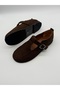 Alina Brown Loafer with Adjustable Strap and Buckle Detail - 7