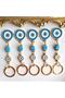 New Year's Gift 5-Piece Zircon Stone Big Evil Eye Beaded Blue Keychain Piece Price