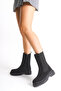 Black Suede Short Women's Boots Elastic Thick Soled Waterproof Harper - 4