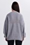 Women's Oversized wide cut knitted detailed crew neck grey sweater - 7