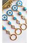 New Year's Gift 5-Piece Zircon Stone Big Evil Eye Beaded Blue Keychain Piece Price - 4