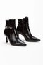 Women's Thin Heeled Genuine Leather Stylish Buckle Boots - 2