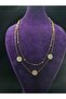 Modern Design Stylish Style Yellow Color Double Chain Steel Necklace with Stones - 8