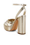 Women Metallic Ankle Strap Heel Sandals in Gold - 3