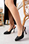 Satin Stone Pointed Toe Women's Thin Heeled Platform Evening Dress Shoes - 3
